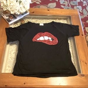 XL Sequins lips T-shirt